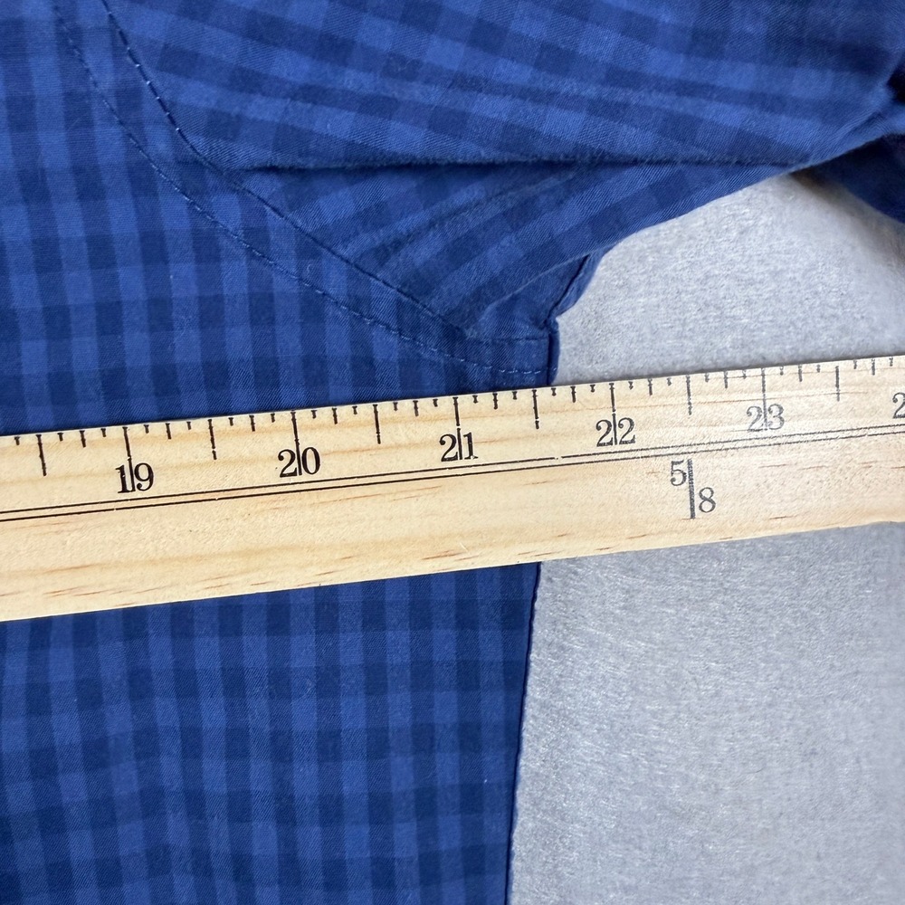 Lacoste Mens Button Down Gingham Poplin Regular Fit Medium Blue Cotton Shirt - Picture 7 of 10